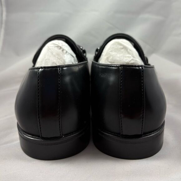 GUESS NEW Black Leather Loafers with Silver Logo Hardware, Size 9.5 - Picture 6 of 8